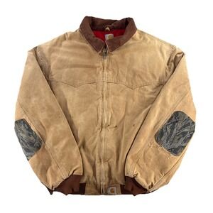 Vintage Carhartt Santa Fe Jacket Mens XXL Tan Duck Canvas Insulated J13 BRN